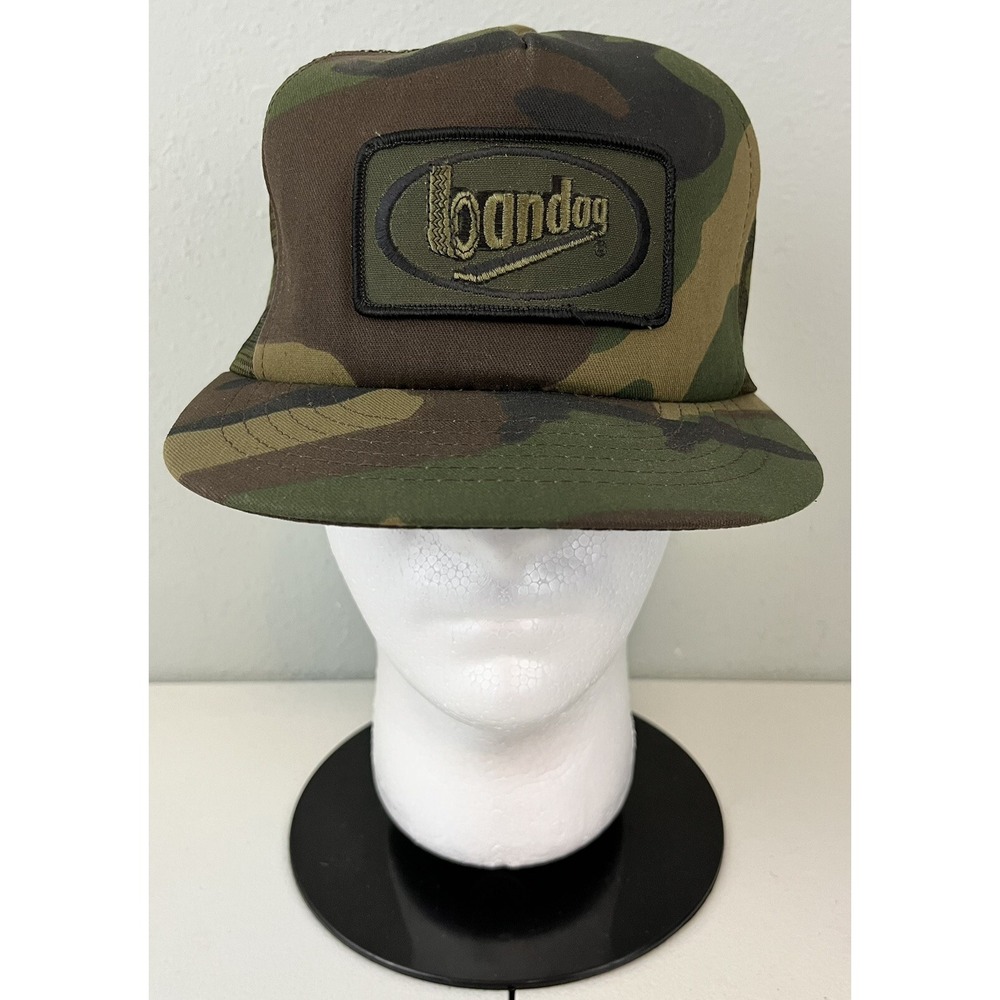 Bandag Tire Camo Mesh Vintage Swingster Snapback Hat Made in USA Trucker Cap